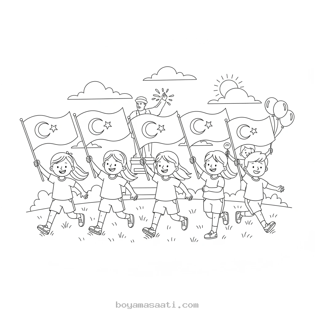 19 Mayıs Gençlik Bayramı kutlama boyama sayfası