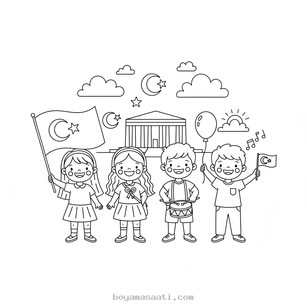 29 Ekim Cumhuriyet Bayramı kutlamaları boyama sayfası