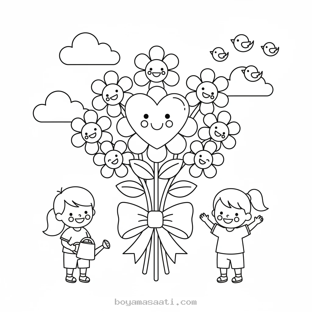 Anneler Günü çiçeği boyama sayfası
