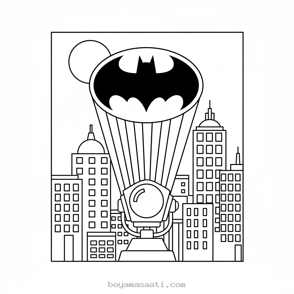 Batman Yarasa Sinyali Çizimi boyama sayfası