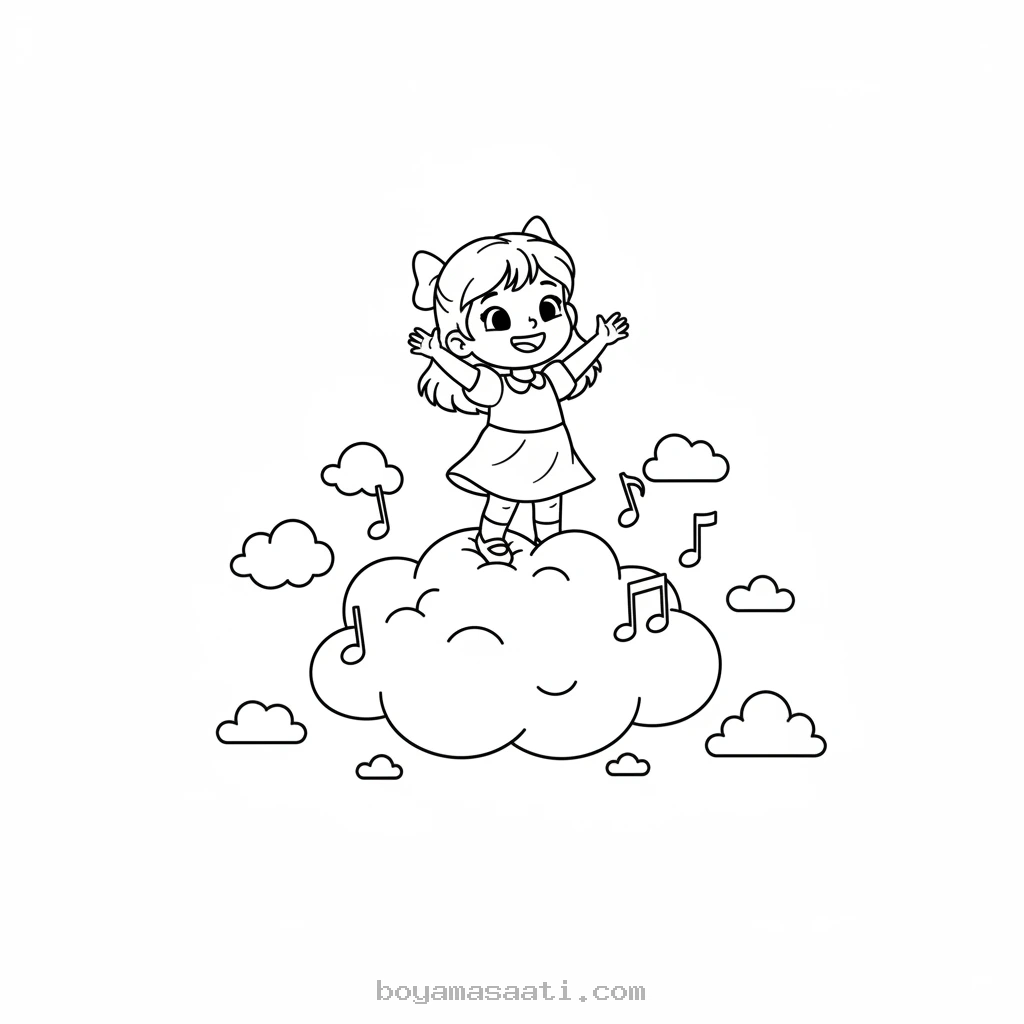 Niloya bulutların üzerinde şarkı boyama sayfası