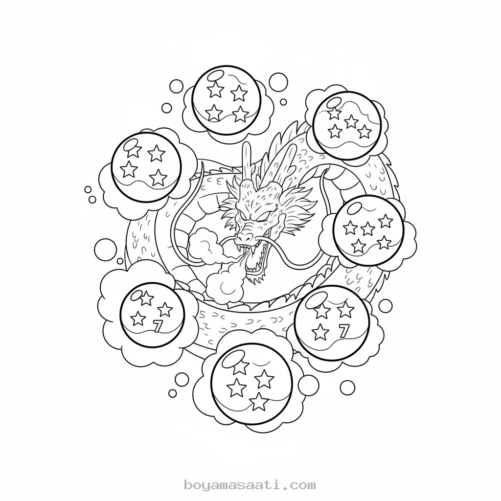 Büyülü ejderha topları resmi boyama sayfası