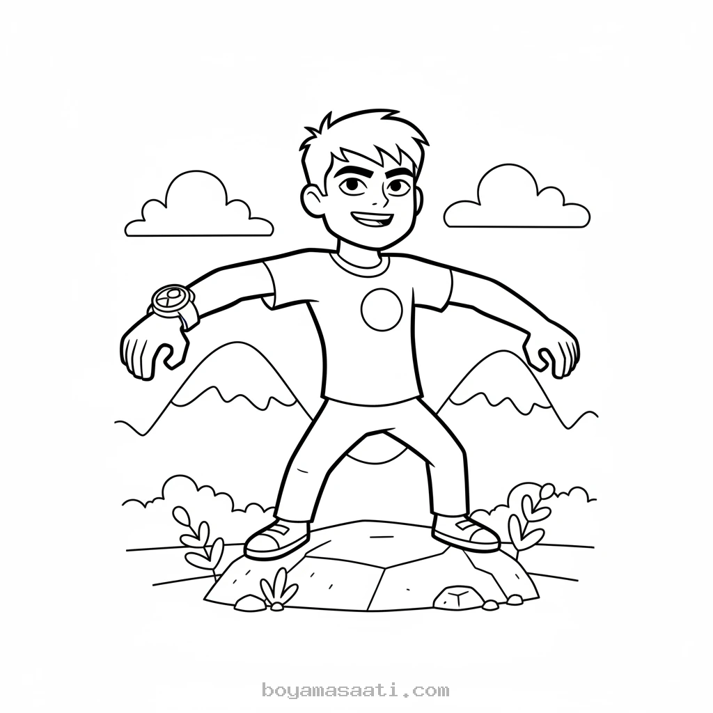 Cesur Ben On çizgi film karakteri boyama sayfası