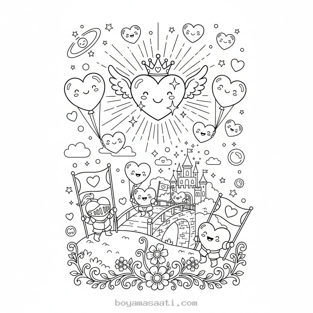 Cesur Kalplerin Büyülü Yolculuğu boyama sayfası