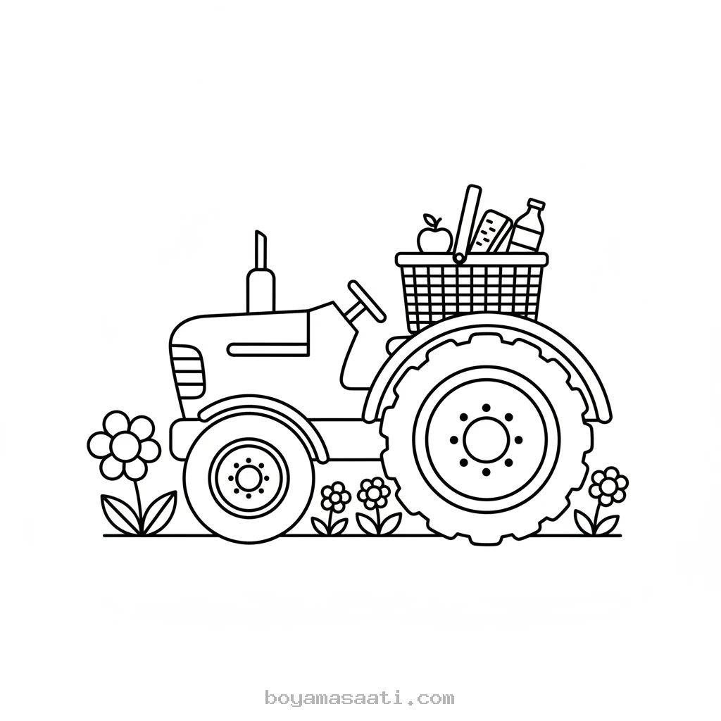 Çimlerin üzerindeki piknik sepeti boyama sayfası