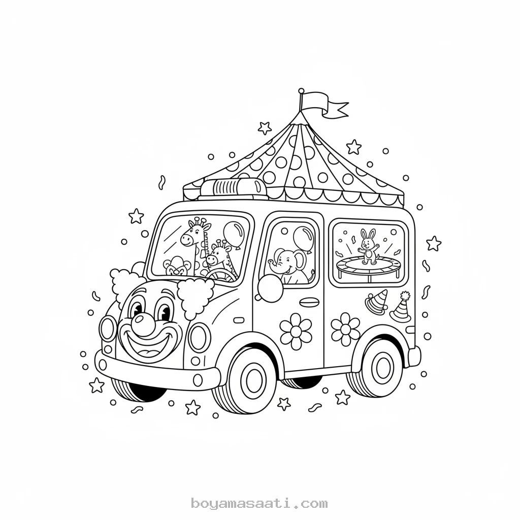 Çocuklara el sallayan ambulans boyama sayfası