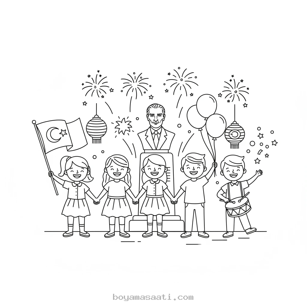 Cumhuriyet Bayramı kutlaması boyama sayfası