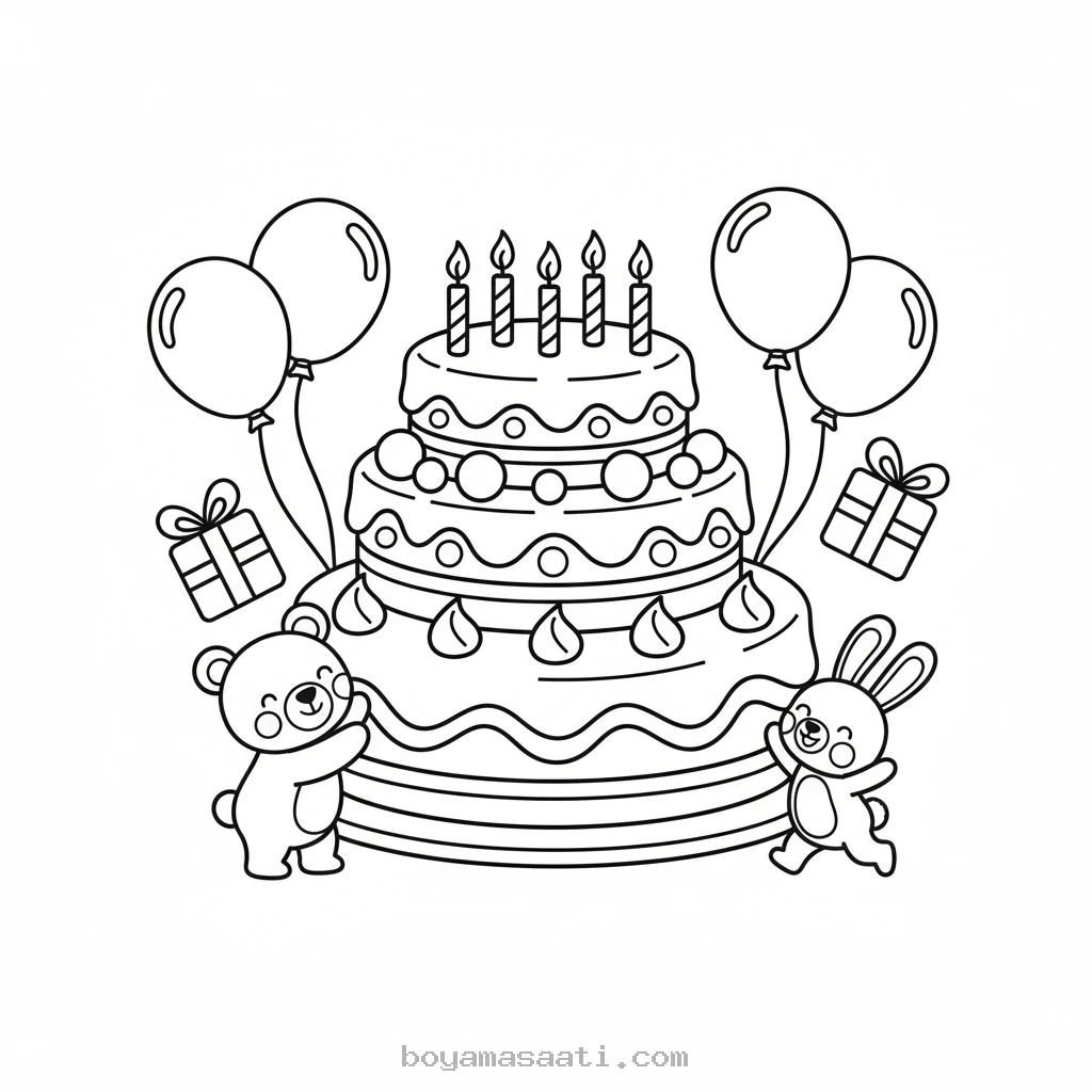 Doğum günü pastası boyama sayfası