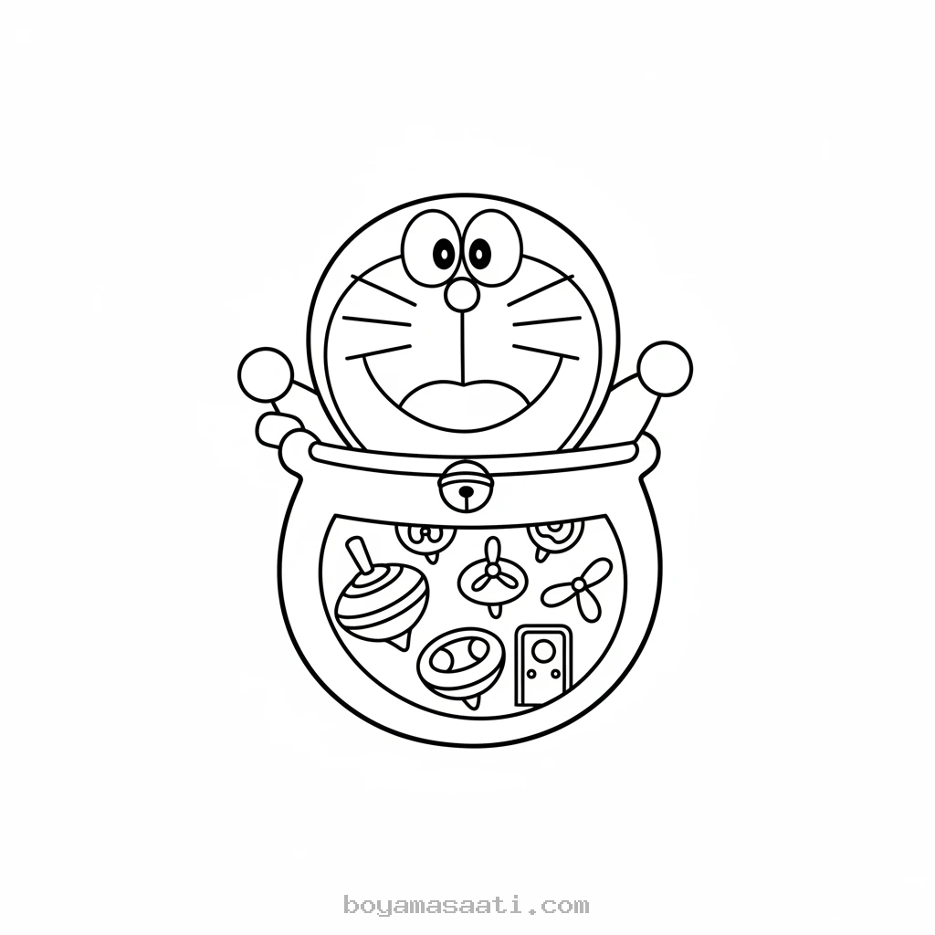 Doraemon cepten çıkan aletleri boyama sayfası