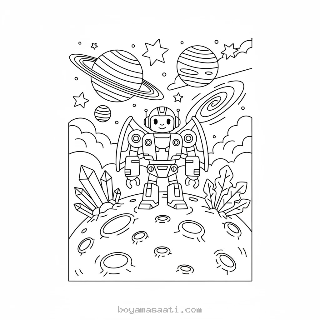 Gezegende Şekil Değiştiren Robot Boyama Sayfası