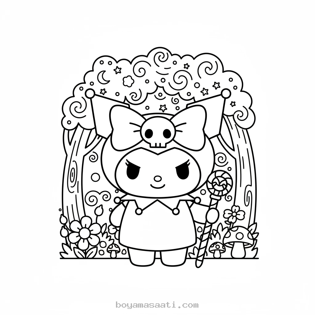 Gizemli Kuromi karakteri boyama sayfası