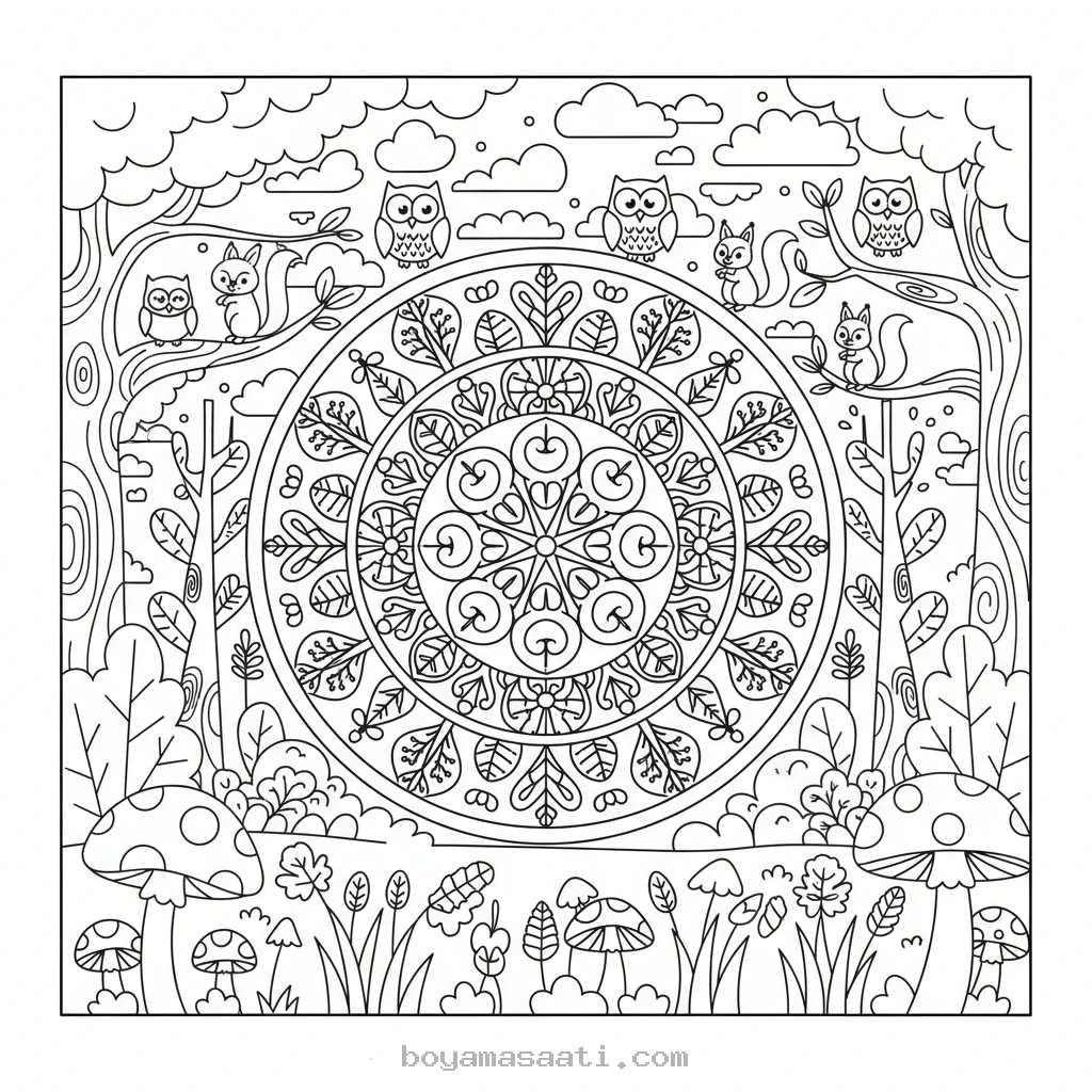 Gizemli Ormanda Gezen Tilki boyama sayfası