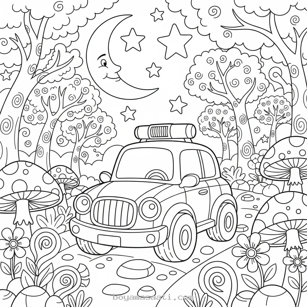 Gizemli ormanda gezinen geyik boyama sayfası