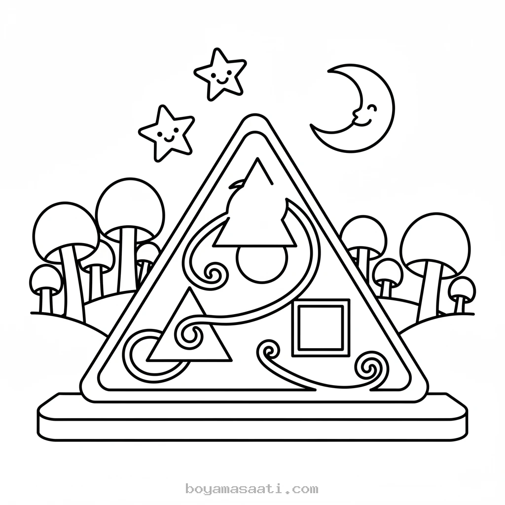 Gizemli üçgen şekli boyama sayfası