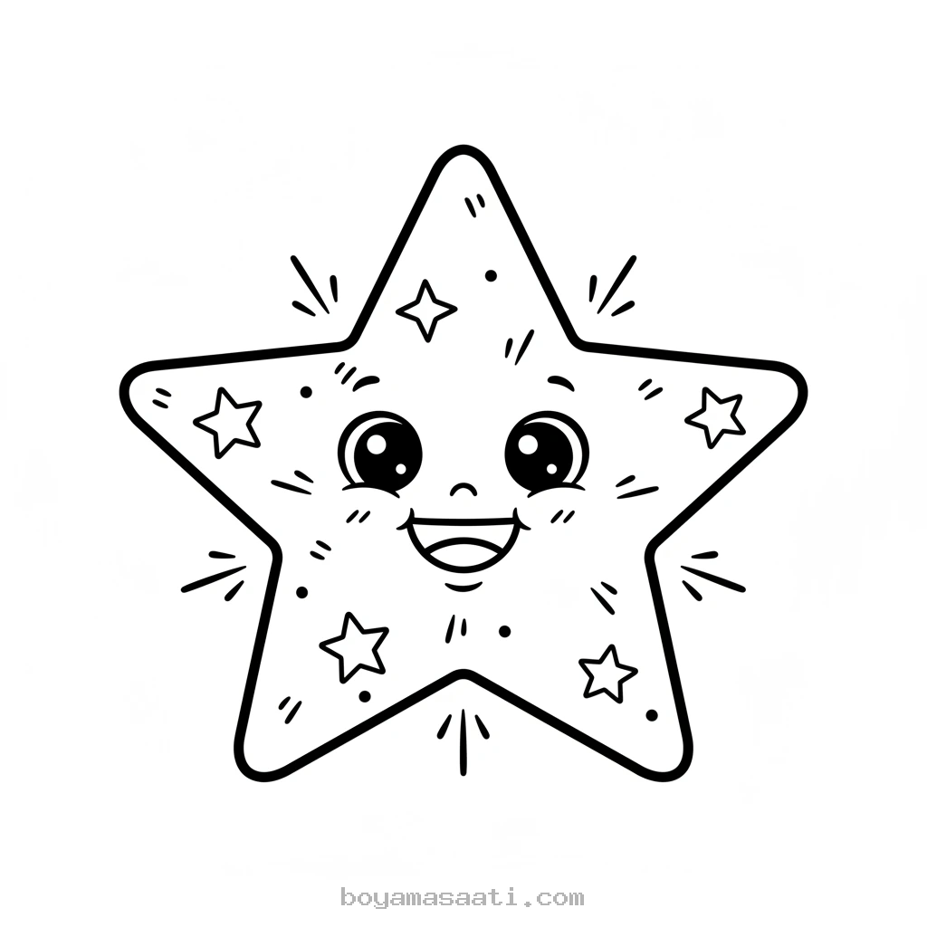 Pırıltılı Yıldız Gece Manzarası Boyama Sayfası