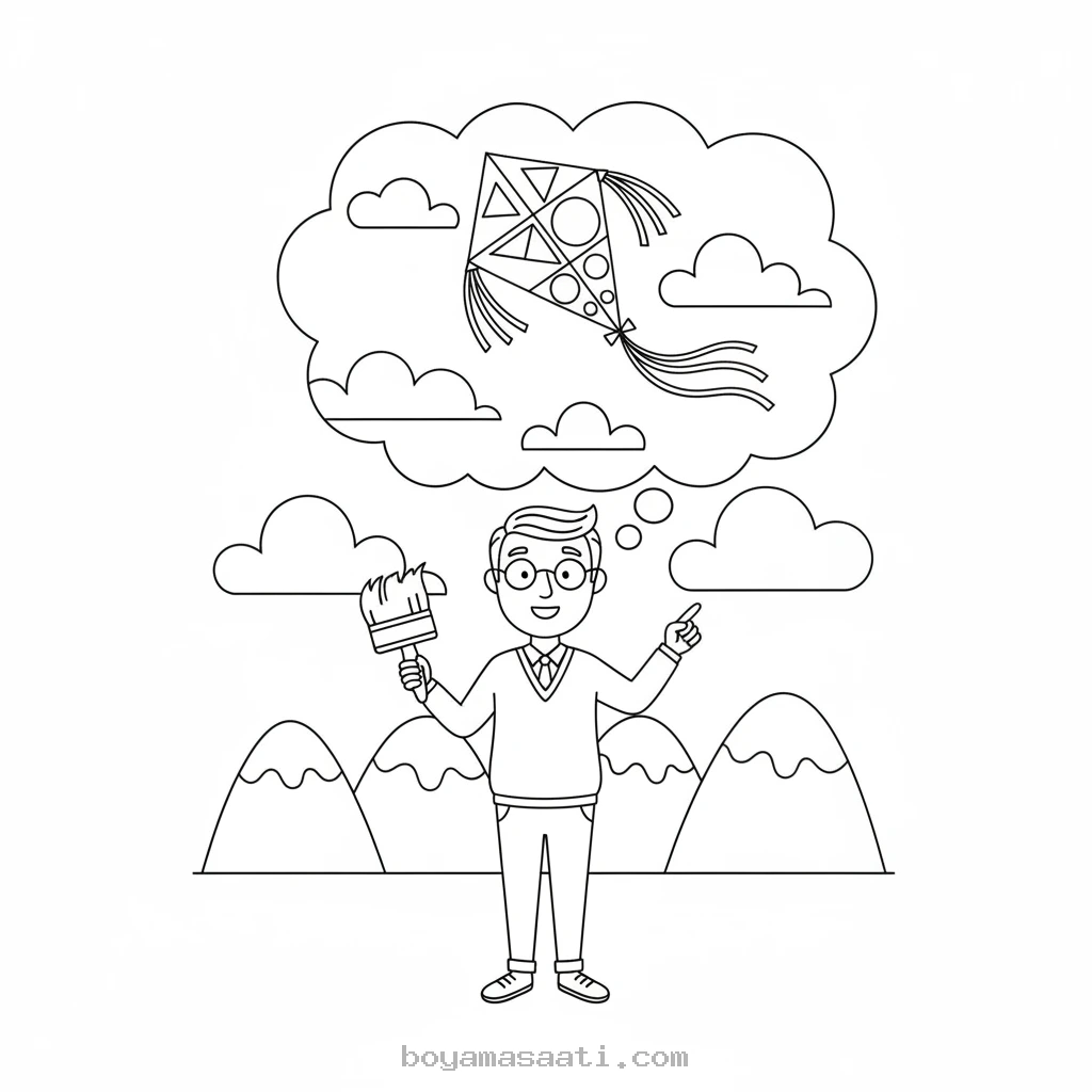 Hayalperest öğretmenin büyük kiti boyama sayfası