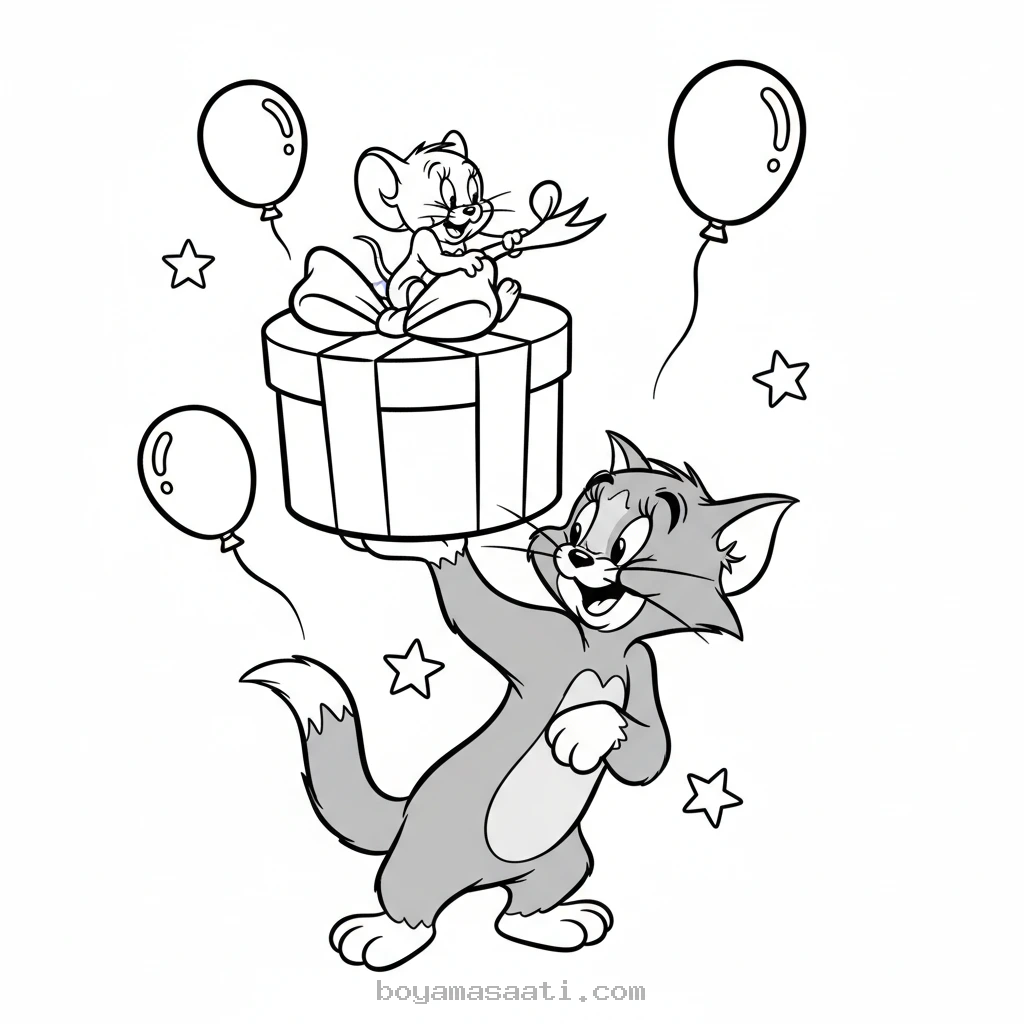 Haylaz Tom ile Jerry'nin oyunu boyama sayfası