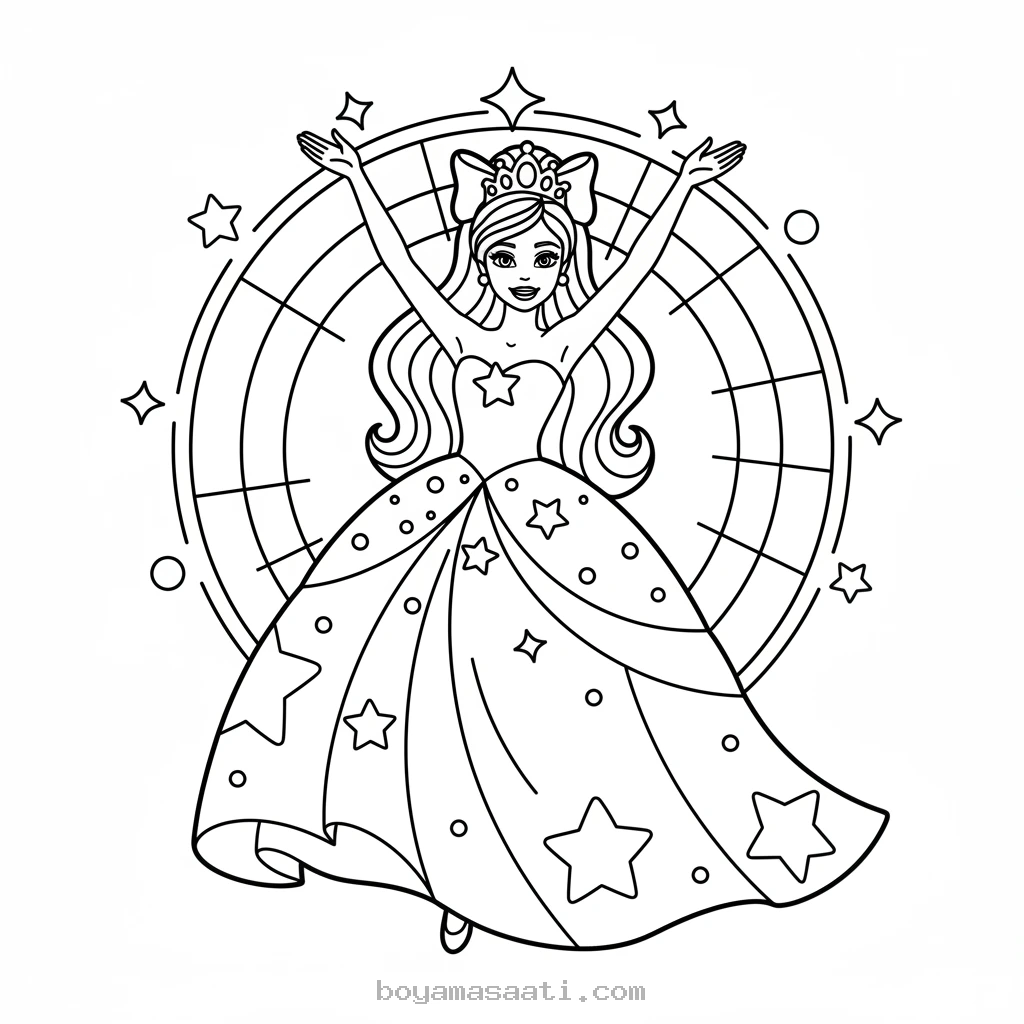 Işıl ışıl parlayan Barbie boyama sayfası