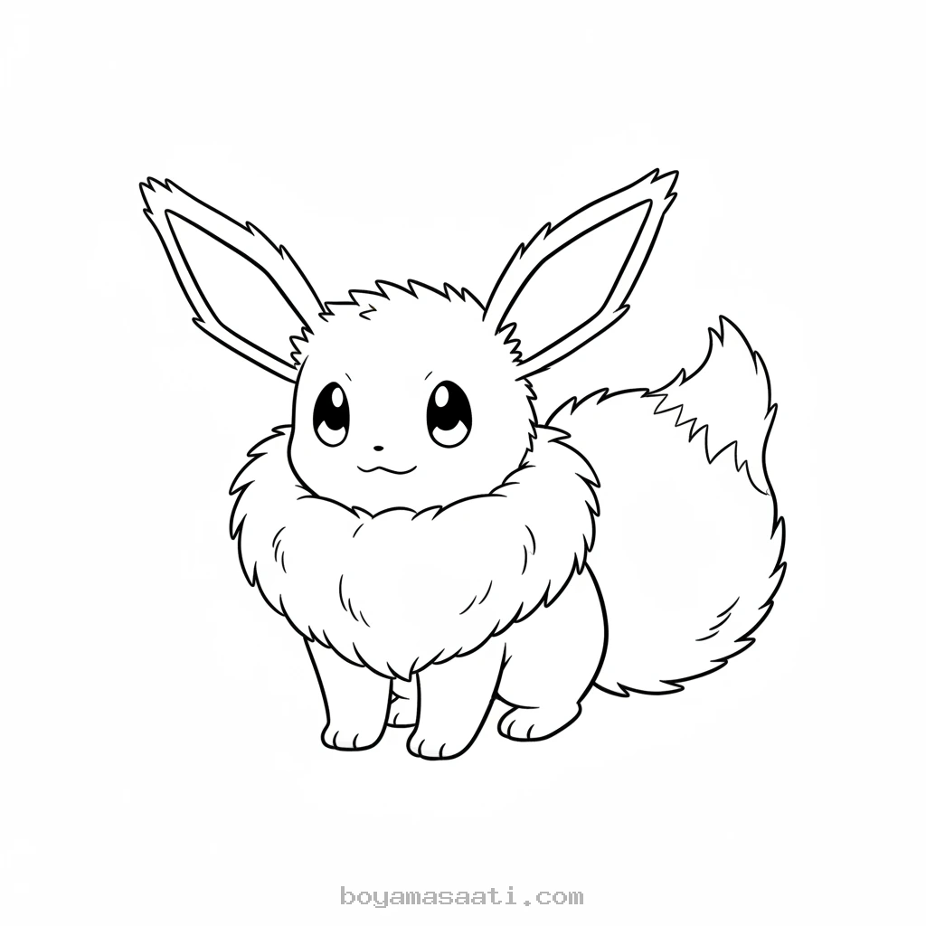 Kabarık Eevee karakteri boyama sayfası