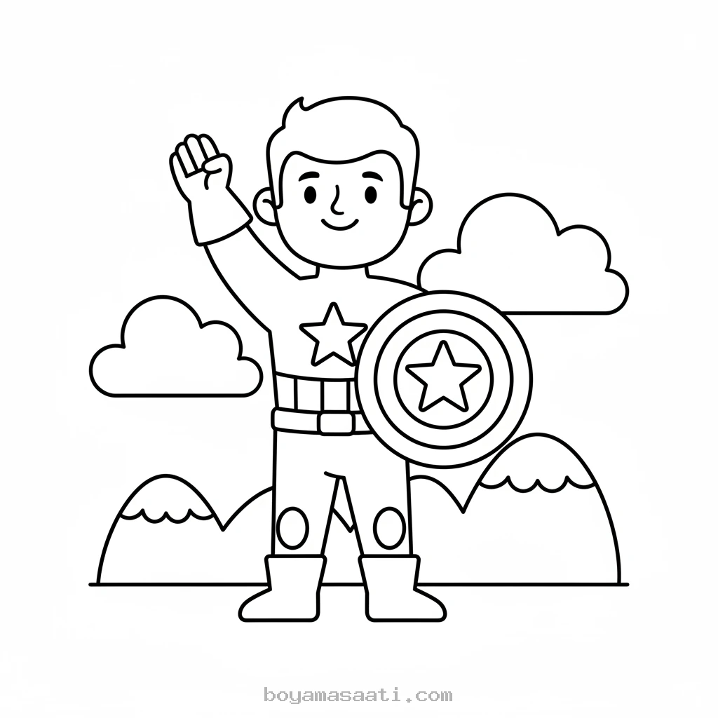 Cesur Kaptan Amerika kahraman boyama sayfası