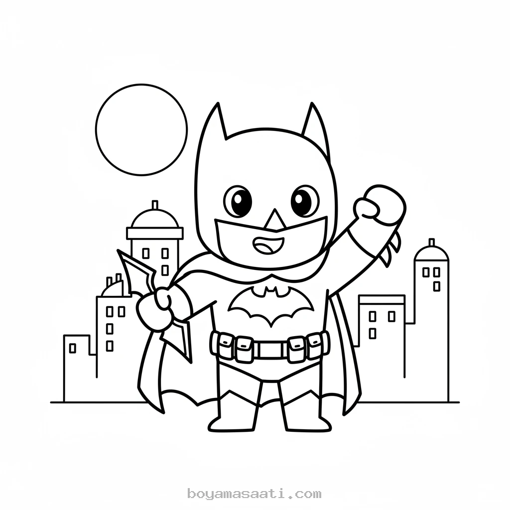 Kara Şövalye Batman şehirde boyama sayfası