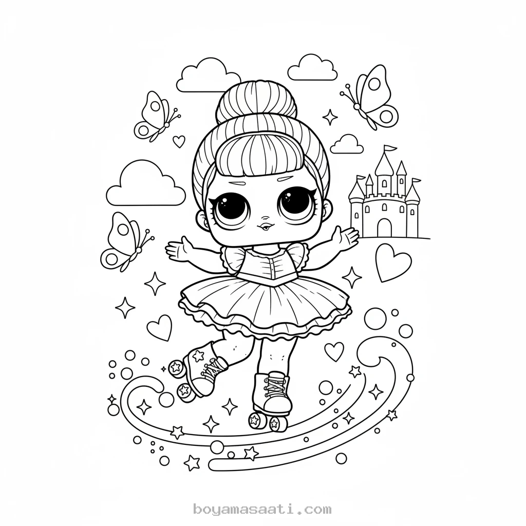 Lol Bebek sihirli paten süren boyama sayfası