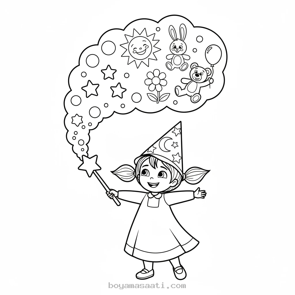 Maşa'nın sihirli anları boyama sayfası