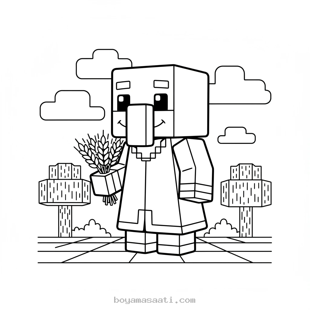Minecraft Kare Köylü boyama sayfası