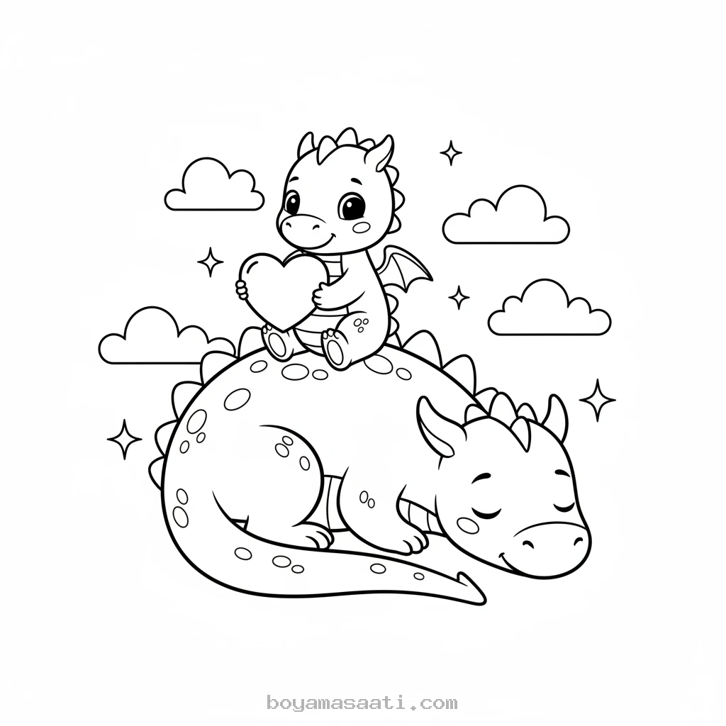 Minik ejderhanın uçuşu boyama sayfası