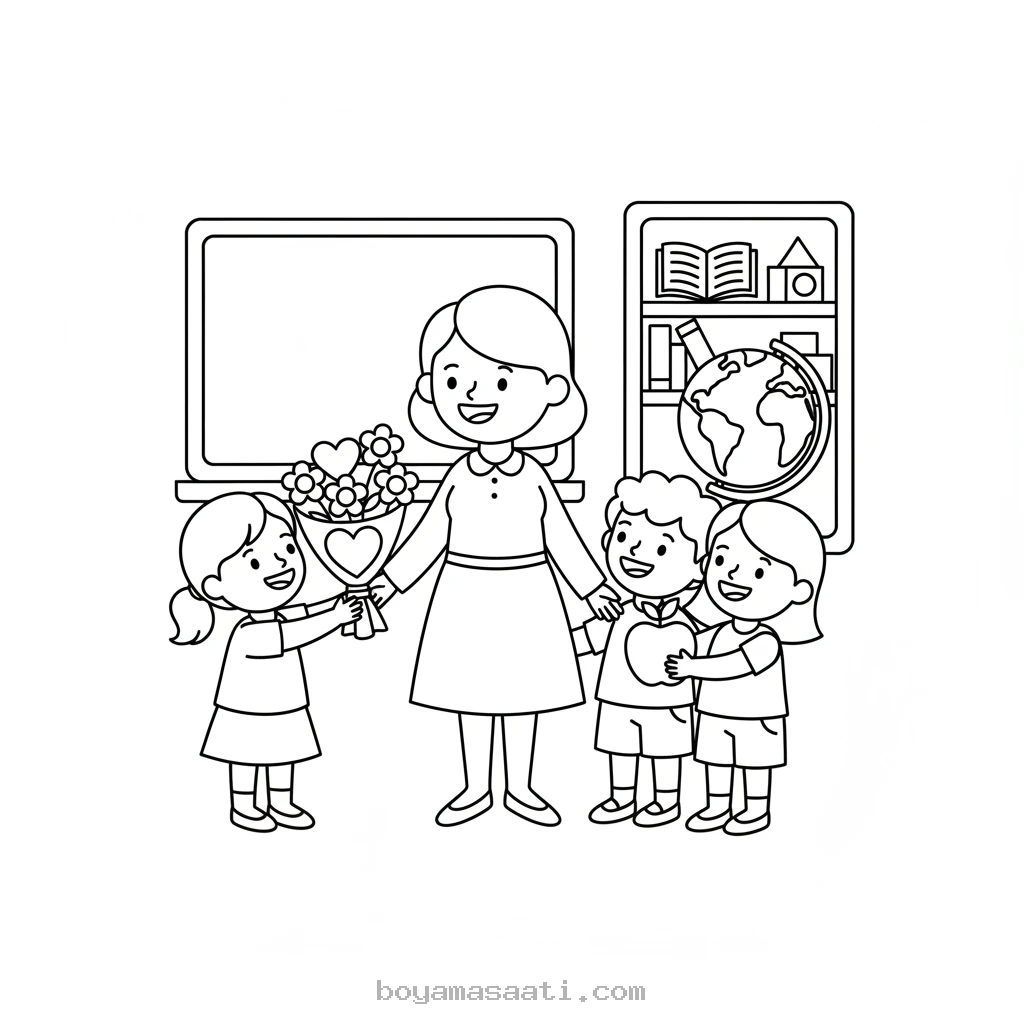 Öğretmenler Günü kutlama boyama sayfası
