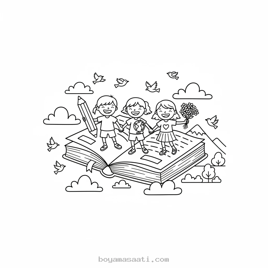 Öğretmenler Günü kutlama boyama sayfası