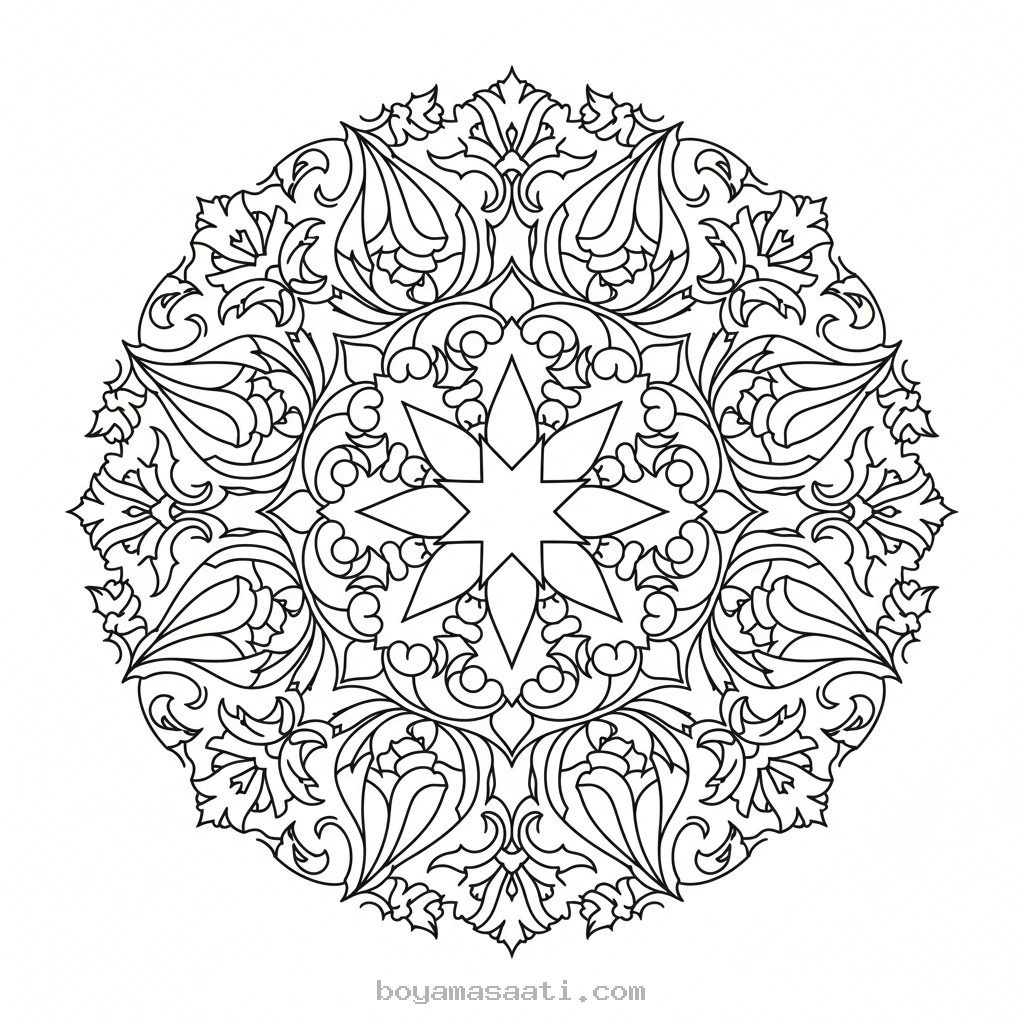 Osmanlı çini desenleri boyama sayfası