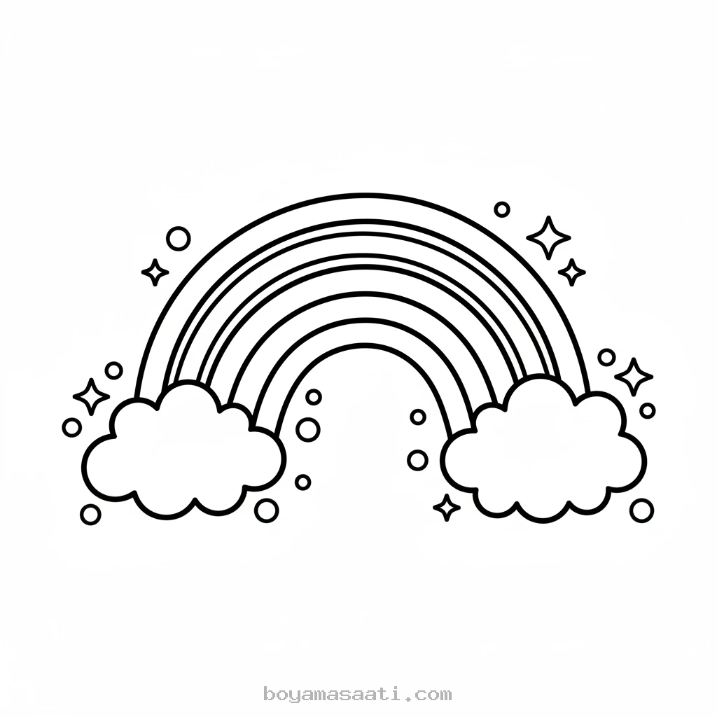 Parıldayan Gökkuşağı Boyama Sayfası