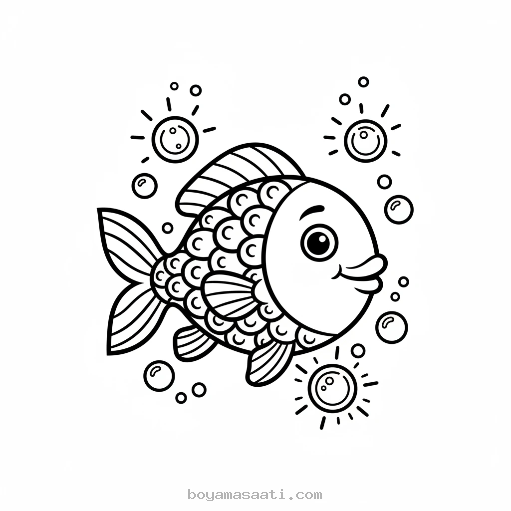 Parıldayan inci balığı boyama sayfası