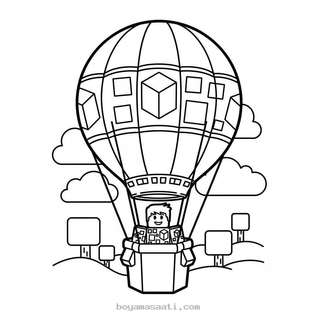Roblox dünyasında uçan balon karakteri boyama sayfası