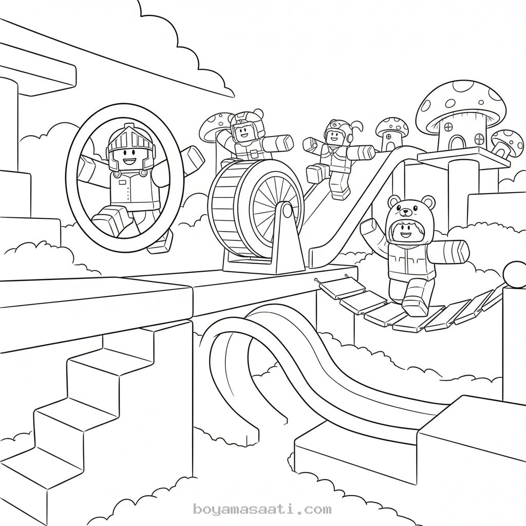 Dev maceracıların parkur yarışı boyama sayfası