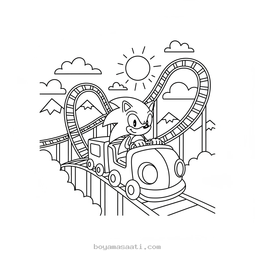 Sonic hız treniyle macera boyama sayfası