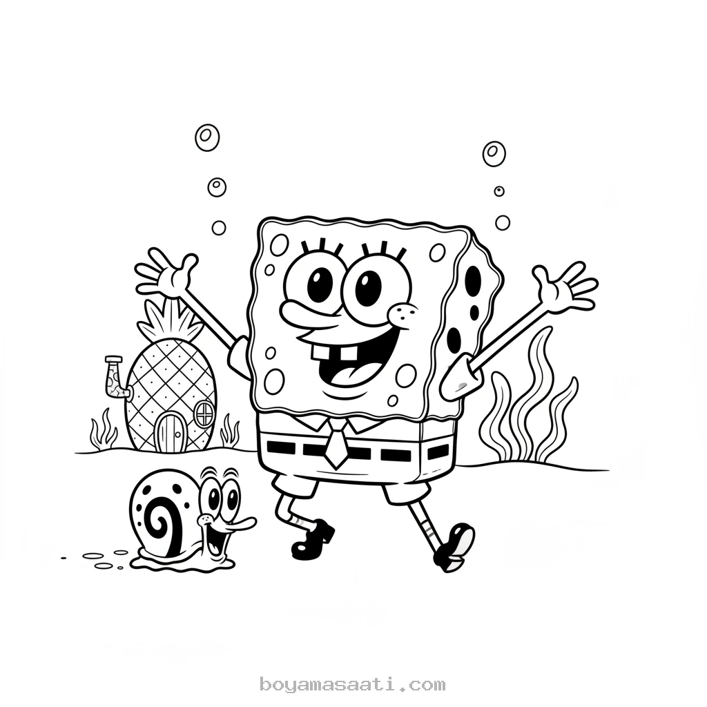 Sünger Bob ve arkadaşları boyama sayfası