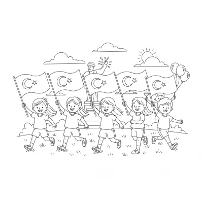 19 Mayıs Gençlik Bayramı kutlama boyama sayfası