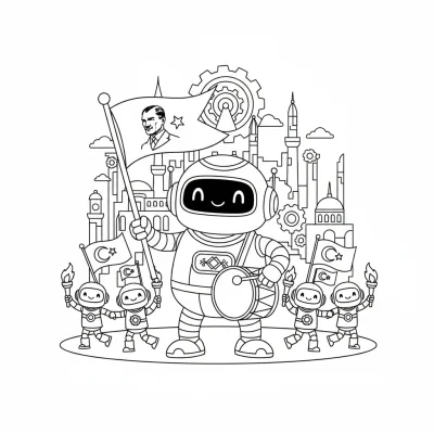 19 Mayıs Kutlayan Robot Boyama Sayfası