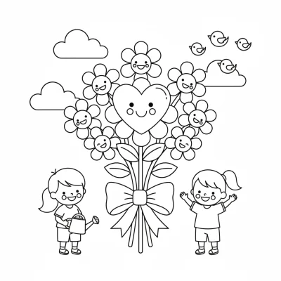 Anneler Günü çiçeği boyama sayfası