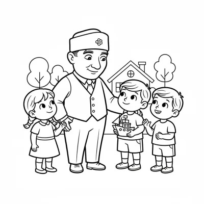 Atatürk çocuklarla konuşuyor boyama sayfası