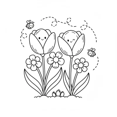 Baharda açan ilk çiçekler boyama sayfası