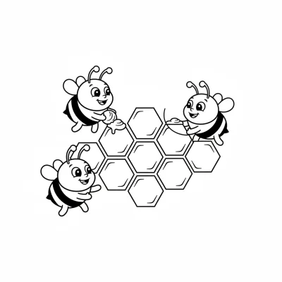 Bal peteği yapan sevimli arı boyama sayfası