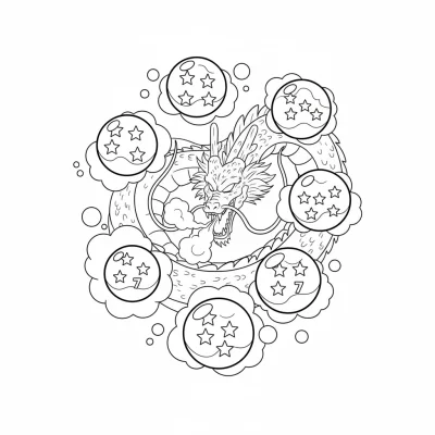 Büyülü ejderha topları resmi boyama sayfası