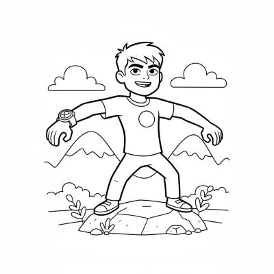 Cesur Ben On çizgi film karakteri boyama sayfası