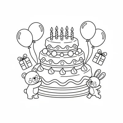 Doğum günü pastası boyama sayfası