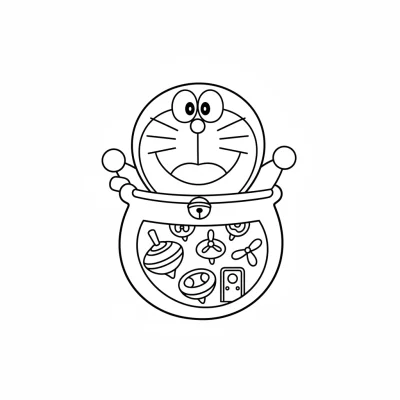 Doraemon cepten çıkan aletleri boyama sayfası