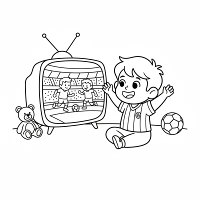 Galatasaray maçı izleyen çocuk boyama sayfası