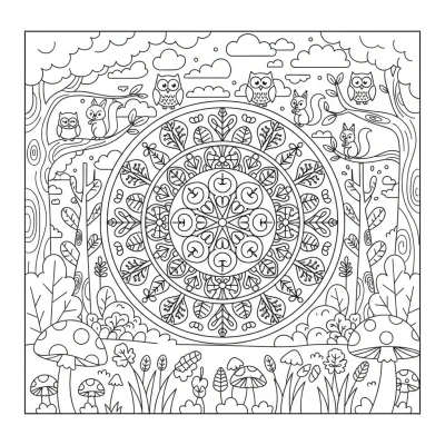 Gizemli Ormanda Gezen Tilki boyama sayfası